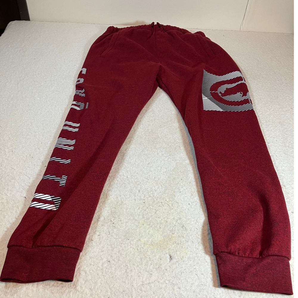 Ecko Unltd Mens Fleece Jogger Sweatpants Burgundy Red Graphic Logo Size Large